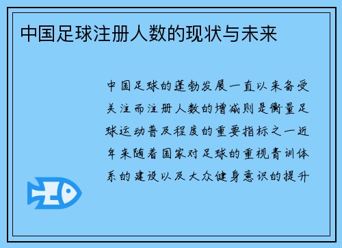 中国足球注册人数的现状与未来